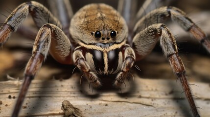 Wolf spider. Wildlife Concept with Copy Space. 