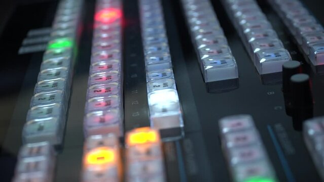 TV broadcast director's room. Equipment for live television broadcasting