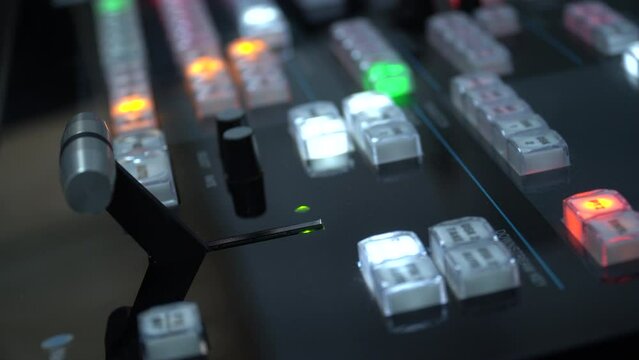TV broadcast director's room. Equipment for live television broadcasting
