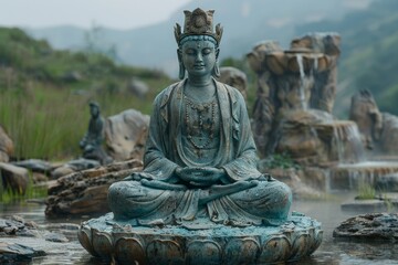 Fototapeta na wymiar zen garden statue