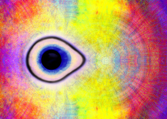 Fototapeta premium abstract colorful illustration of third eye universe galaxy space magic sky nebula spiritual concept created with generative ai technology
