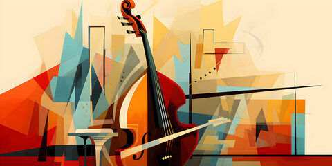 Abstract colorful illustration background with jazz music theme 