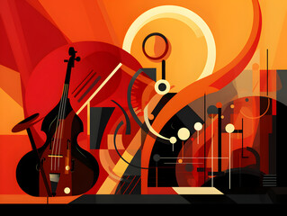 Fototapeta premium Abstract colorful illustration background with jazz music theme 