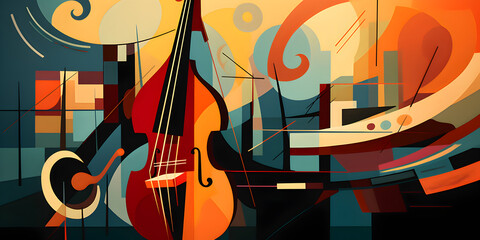 Abstract colorful illustration background with jazz music theme 