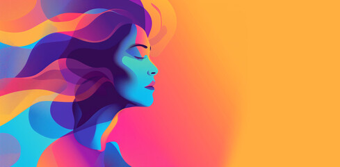 Women's day concept. Vibrant colors, copy space