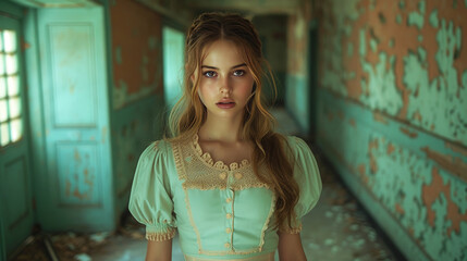 Obraz premium Victorian-Inspired Beauty in Time-Worn Hallway