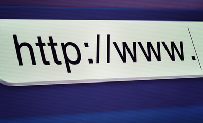 Browser, website and url of search bar on computer screen for information, worldwide surfing or...