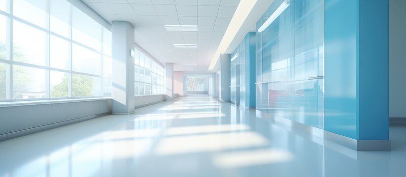 Blurred background in a medical facility s reception corridor