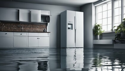 Signs of water damage in a flooded basement - obrazy, fototapety, plakaty