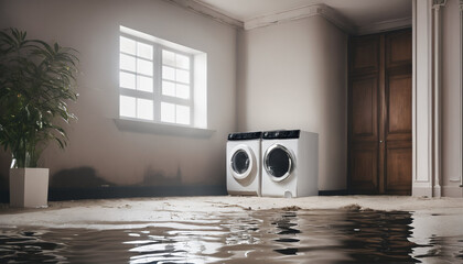 Signs of water damage in a flooded basement - 753255614