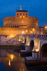 Fototapeta premium Italien; Rom, Castel Sant'Angelo; Engelsbrücke; Engelsburg; Ponte Sant'Angelo; Tiber