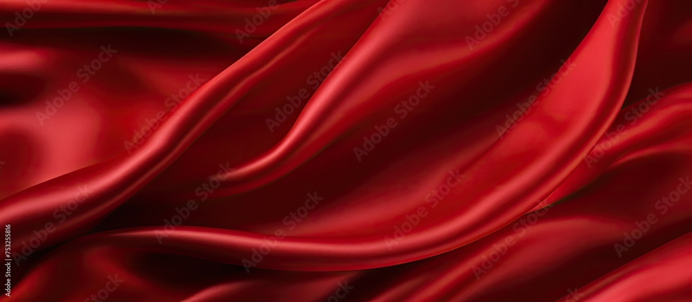 Poster elegant red silk fabric background with luxurious texture and smooth folds