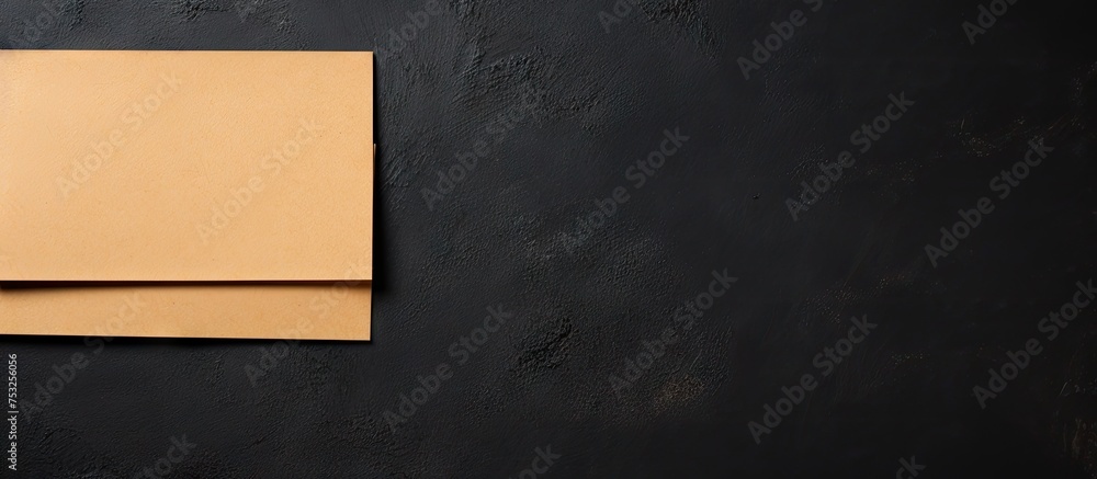 Poster blank paper sheet highlighted on dark background for creative copy space ideas