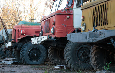 abandoned cars from the times of the USSR, fire engines hardly