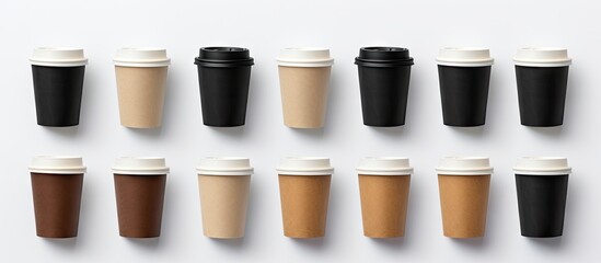 Diverse Collection of Stylish Coffee Cups on a Clean White Background