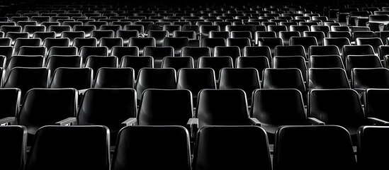 Naklejka premium Rows of Empty Chairs in a Silent Auditorium Waiting for an Audience