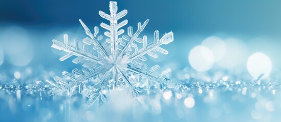 Elegant Snowflake Pattern on a Serene Blue Background - Winter Wonderland Design Element