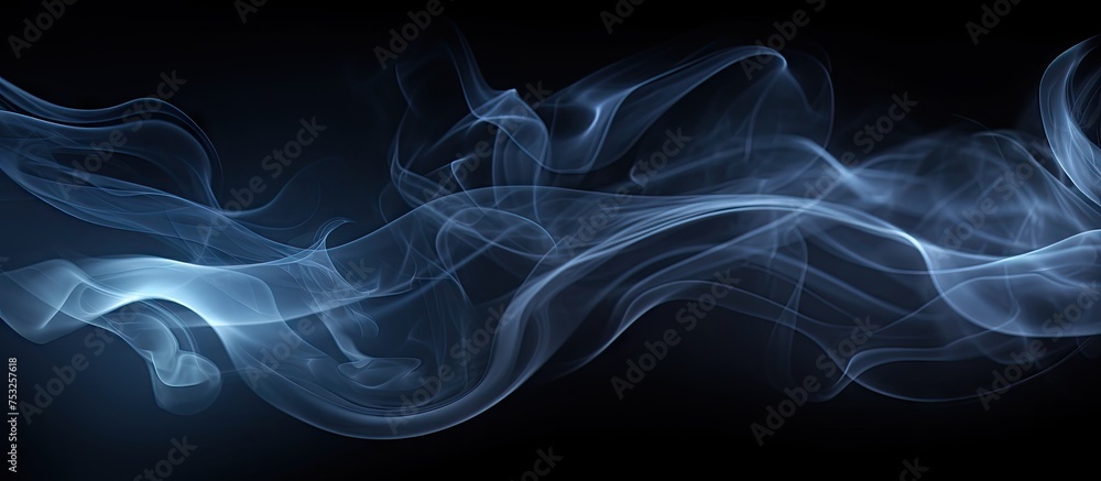 Poster dynamic smoke movement on black background for artistic and creative design concepts