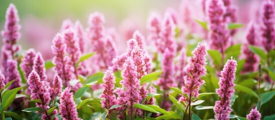 Obraz premium Enchanting Pink Flowers Bloom Beautifully in Lush Garden Setting