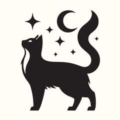 Cat Deferent poses Silhouette Vector Illustration