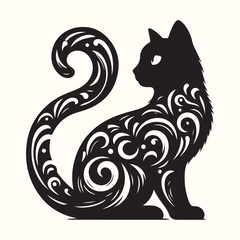 Cat Deferent poses Silhouette Vector Illustration