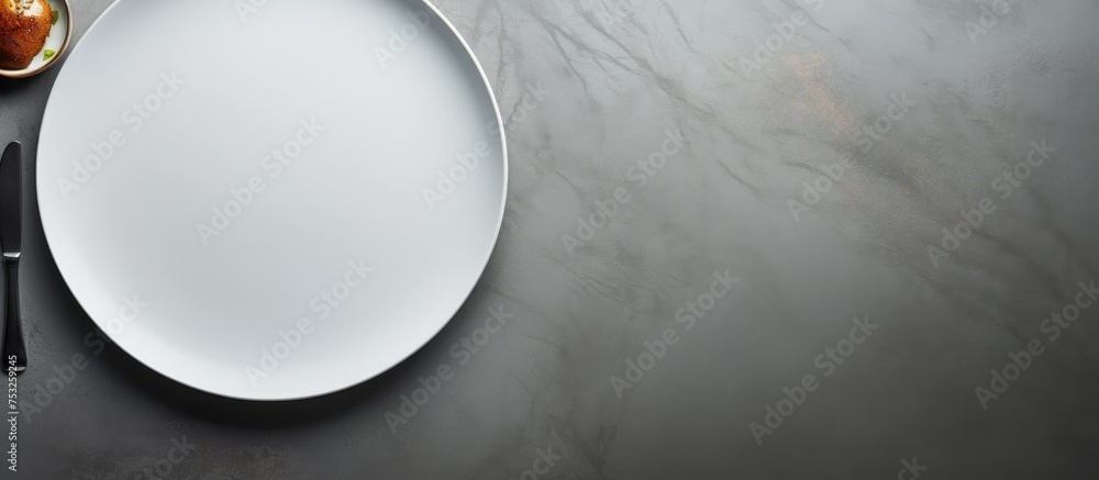 Poster elegant plate setting with silver fork and knife, ready for a sophisticated dining experience
