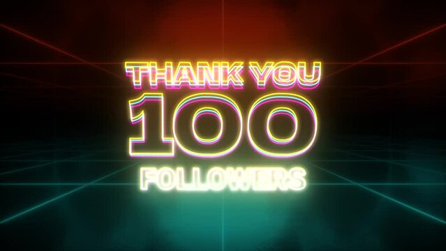 100 Followers animation retro background