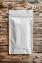 A white container or mock-up package on a wooden background