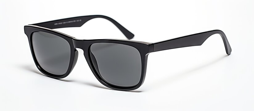 Stylish Black Sunglasses on Clean White Background - Minimalist Fashion Accessory Photography