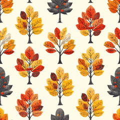 Fototapeta premium fall forest frameless pattern to enlarge and use as graphic element like background, tiles, ai generated