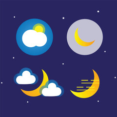 Obraz na płótnie Canvas Free vector flat design of weather effects , Free vector hand drawn weather effects
