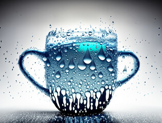 abstract tea cup made of water drops, cool refreshment concept