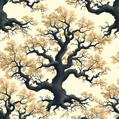 forest tree frameless pattern to enlarge and use as graphic element like background, tiles, ai generated