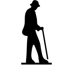 silhouette old man with a cane