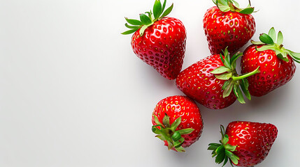 Ripe red strawberries on a clean white background