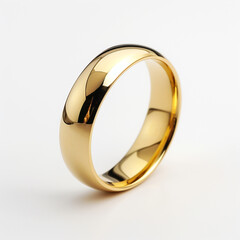 photo of a gold wedding ring on a white background сreated with Generative Ai
