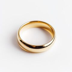 photo of a gold wedding ring on a white background сreated with Generative Ai