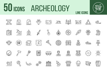 Archeology set of icons
