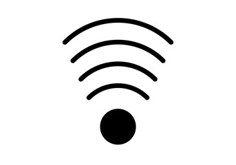 Icono negro de señal de wi-fi en fondo blanco. - obrazy, fototapety, plakaty