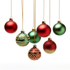 photo of Christmas tree decorations on a white background сreated with Generative Ai