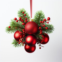 Fototapeta premium photo of Christmas tree decorations on a white background сreated with Generative Ai