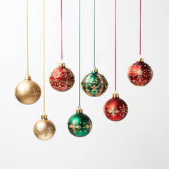 photo of Christmas tree decorations on a white background сreated with Generative Ai