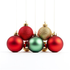 photo of Christmas tree decorations on a white background сreated with Generative Ai