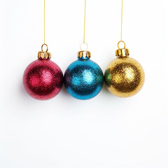 photo of Christmas tree decorations on a white background сreated with Generative Ai