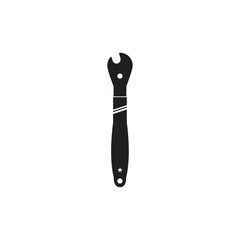 Vintage retro hipster wrench. Traditional silhouette icon workshop tools on white background