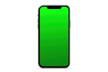 smartphone with green screen isolated on white background. 3d illustration. Smartphone Mockup for Designers. Mockup. Chroma key. Blank screen