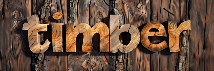 a timber sign made of wood surrounded by lumber