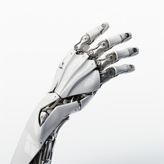 futuristic robot hand on white background сreated with Generative Ai
