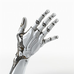 futuristic robot hand on white background сreated with Generative Ai