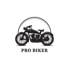 Fototapeta premium Retro vintage pro biker logo design. Motorcycle Bikers Club Logo, company logo design idea, vector illustration